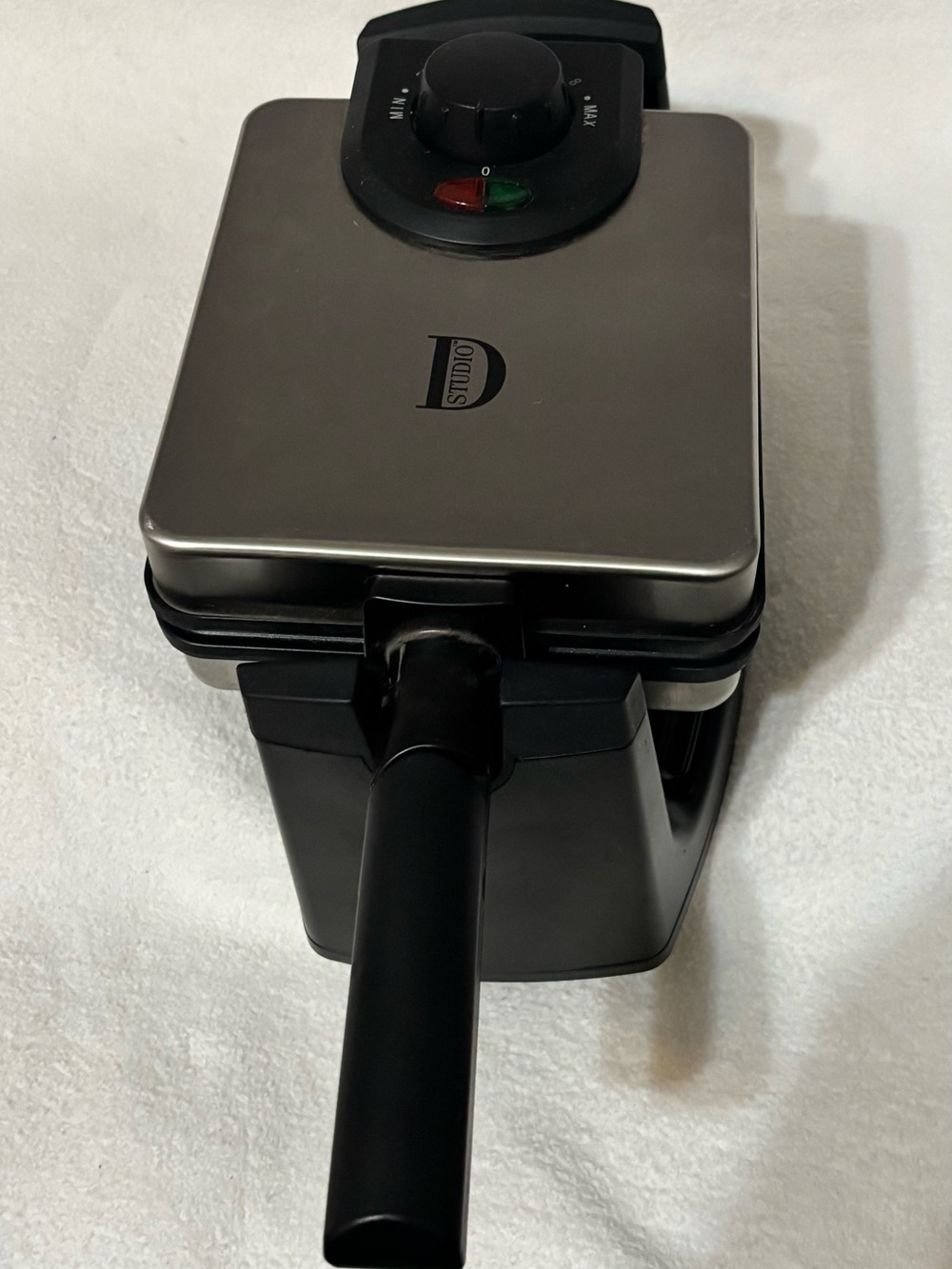 Studio D Stainless Steel and Black Belgian Waffle Maker